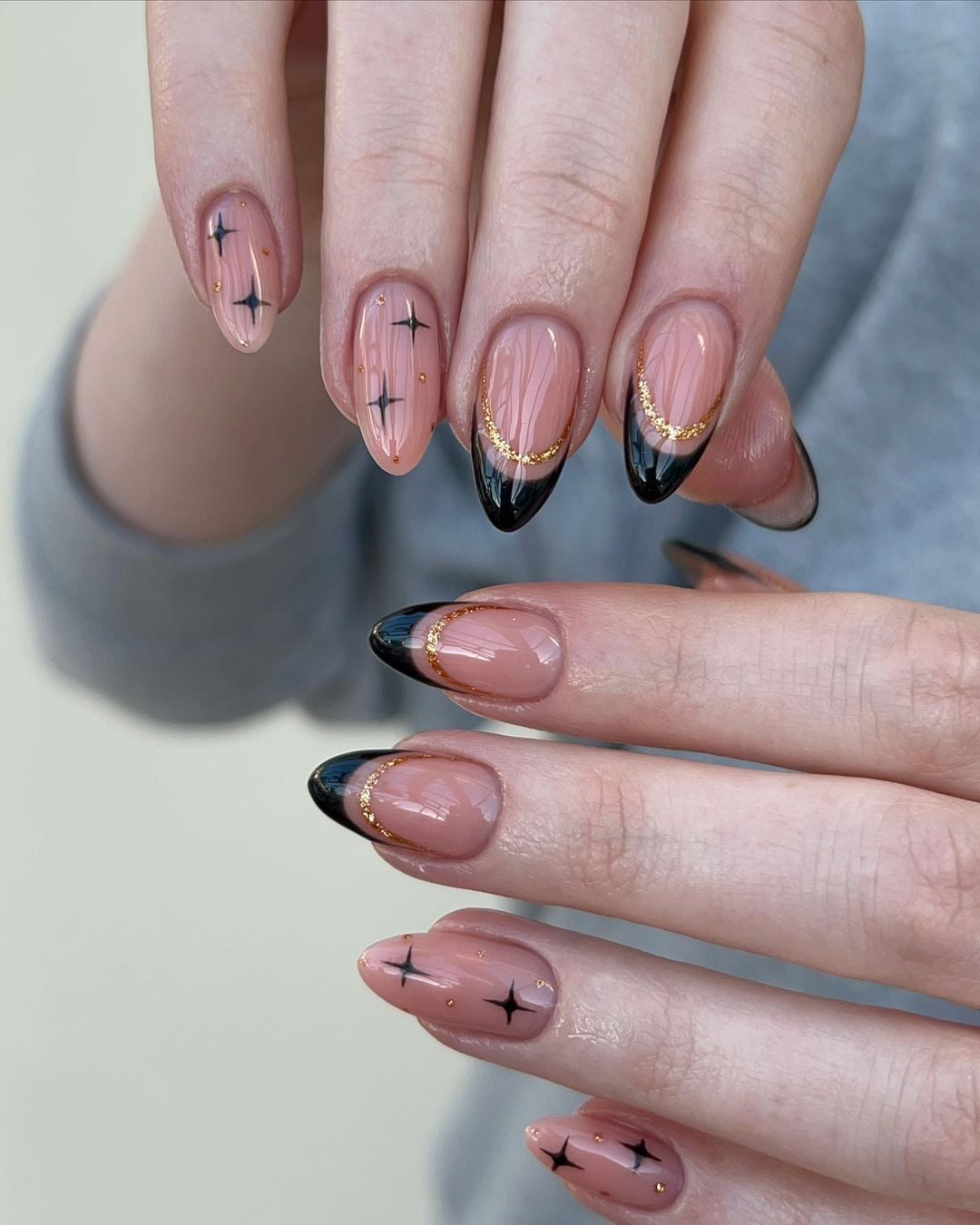 unha almond preta vs stiletto qual escolher