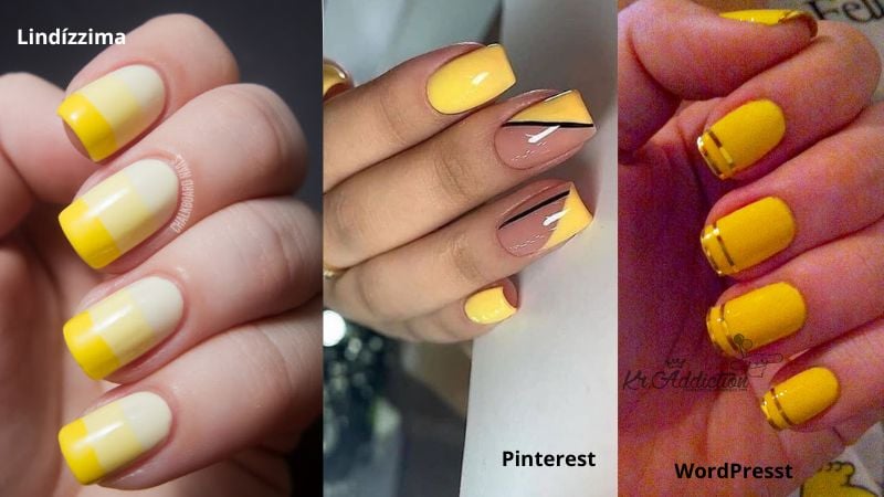 unha amarela decorada