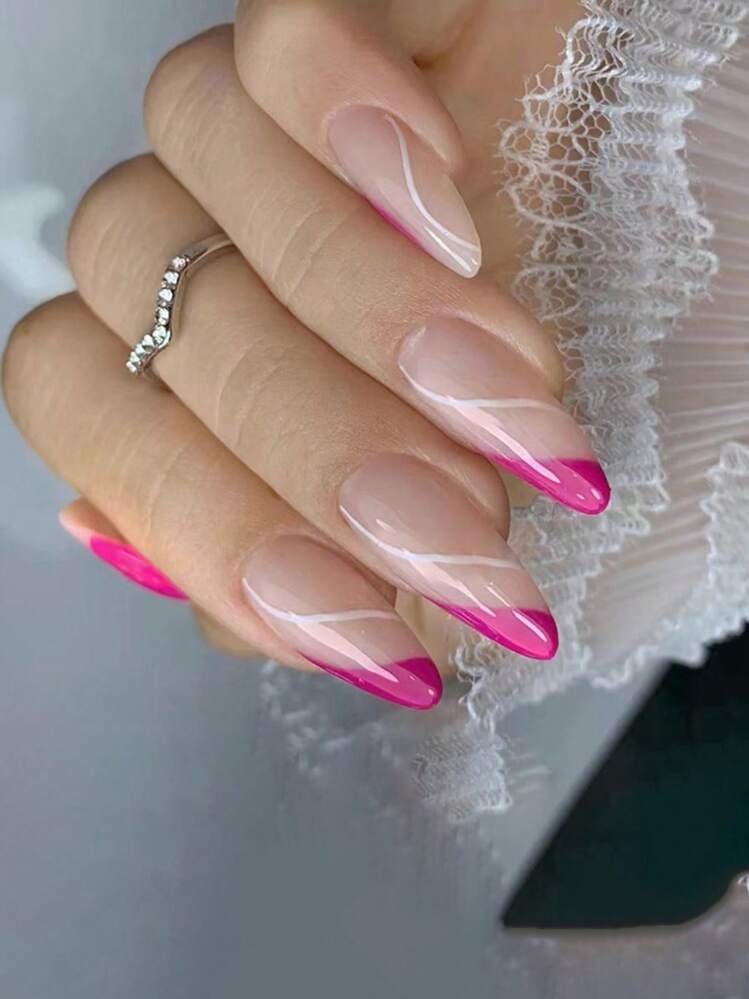 preço médio de unhas amendoadas decoradas rosa em salão