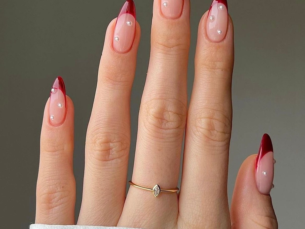 melhores ideias unha amendoada vermelho escuro