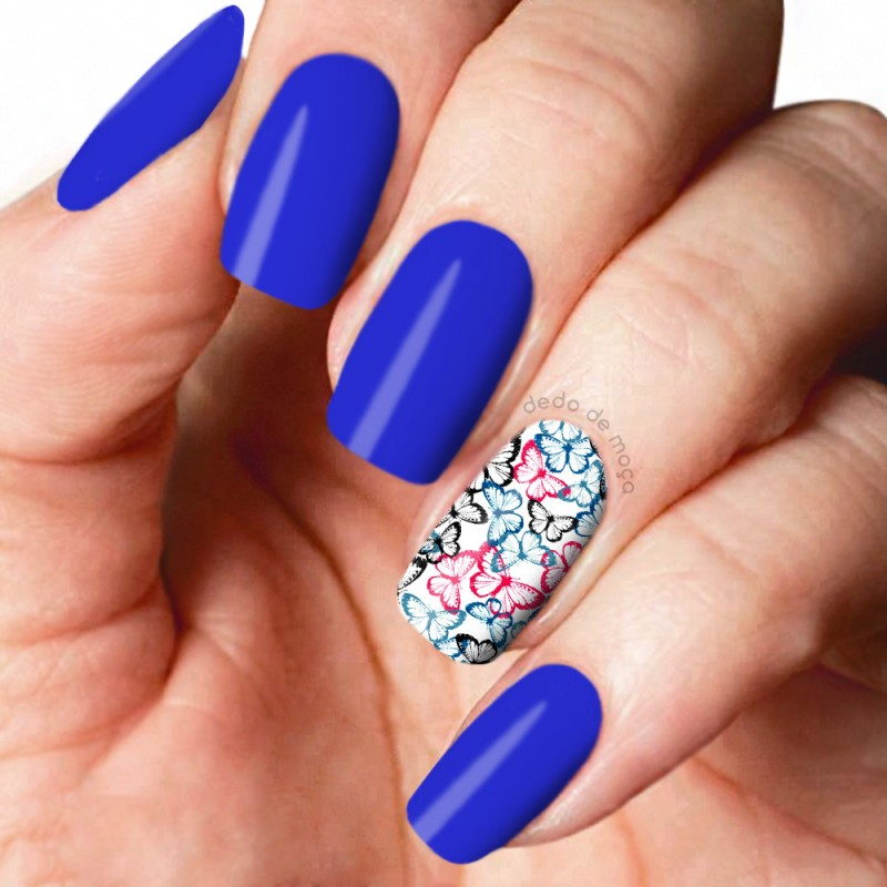 unha azul e rosa chá revelação