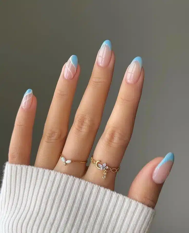 unha azul e rosa para verão