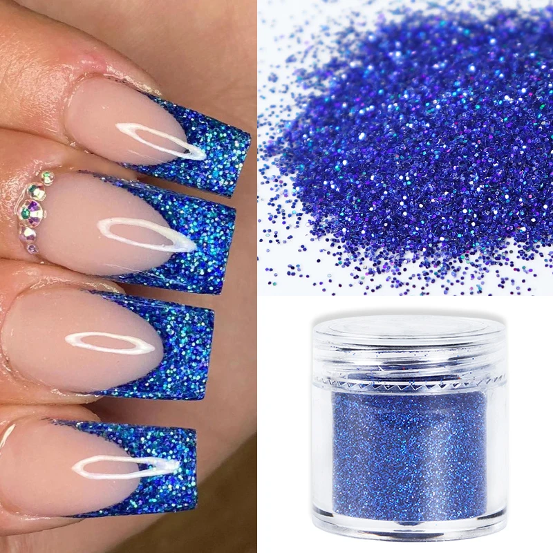 passo a passo unha degradê azul royal glitter