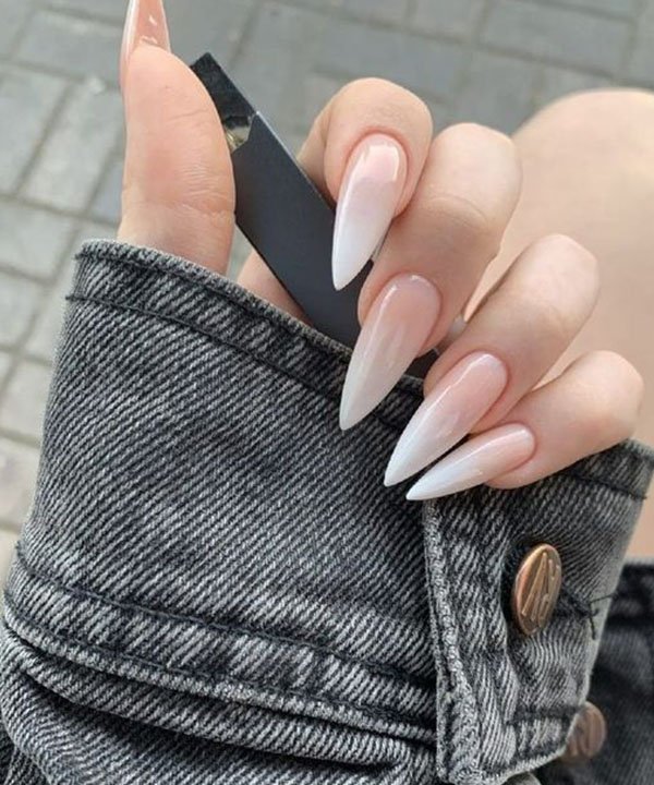 unha baby boomer com glitter