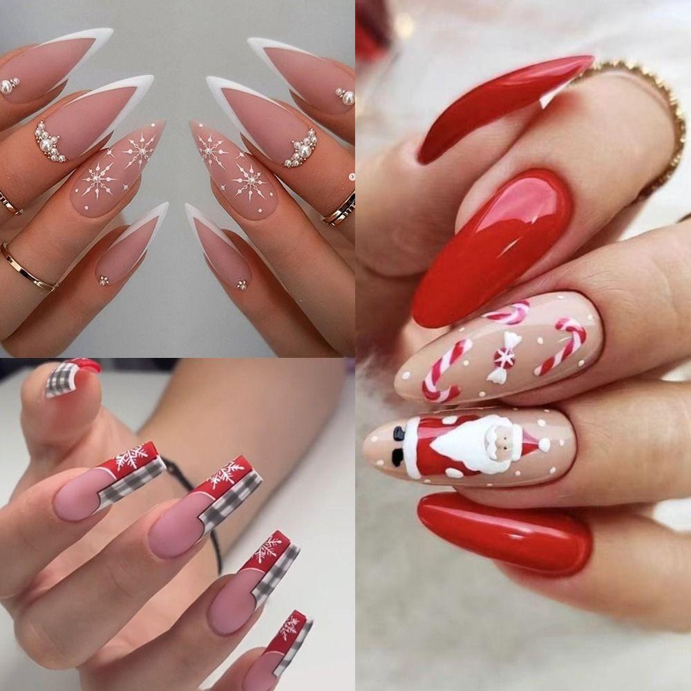 unha bailarina decorada vermelha