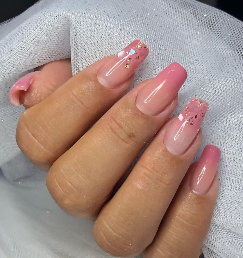 inspiração unha banho de gel decorada simples