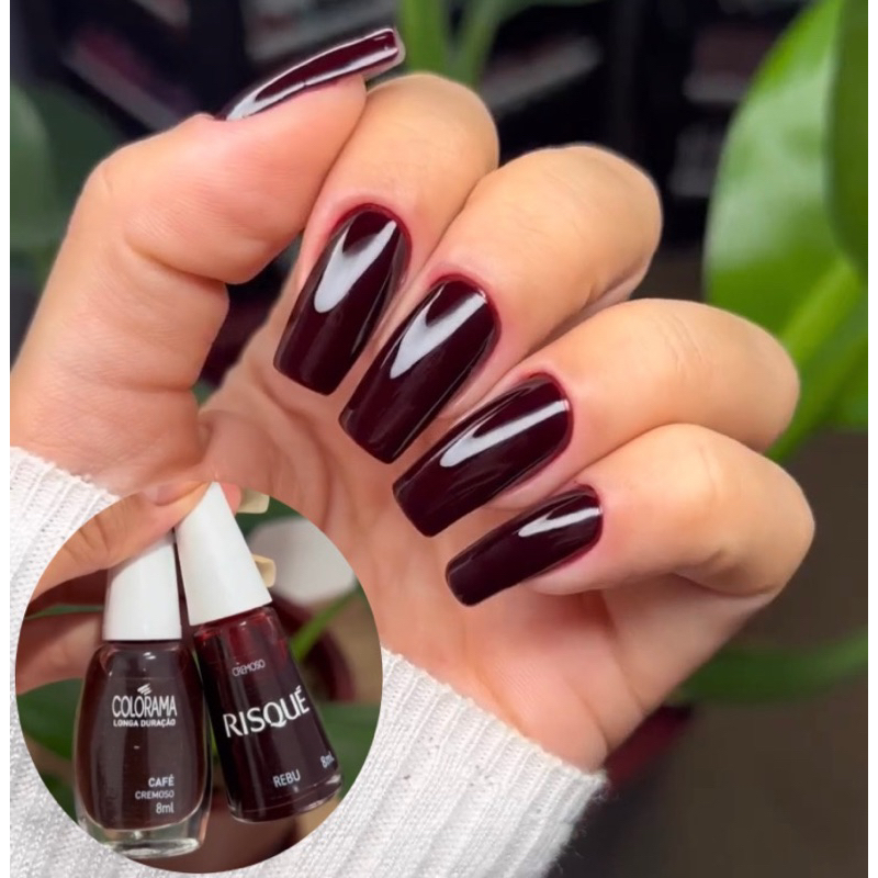 Unhas cor café com leite