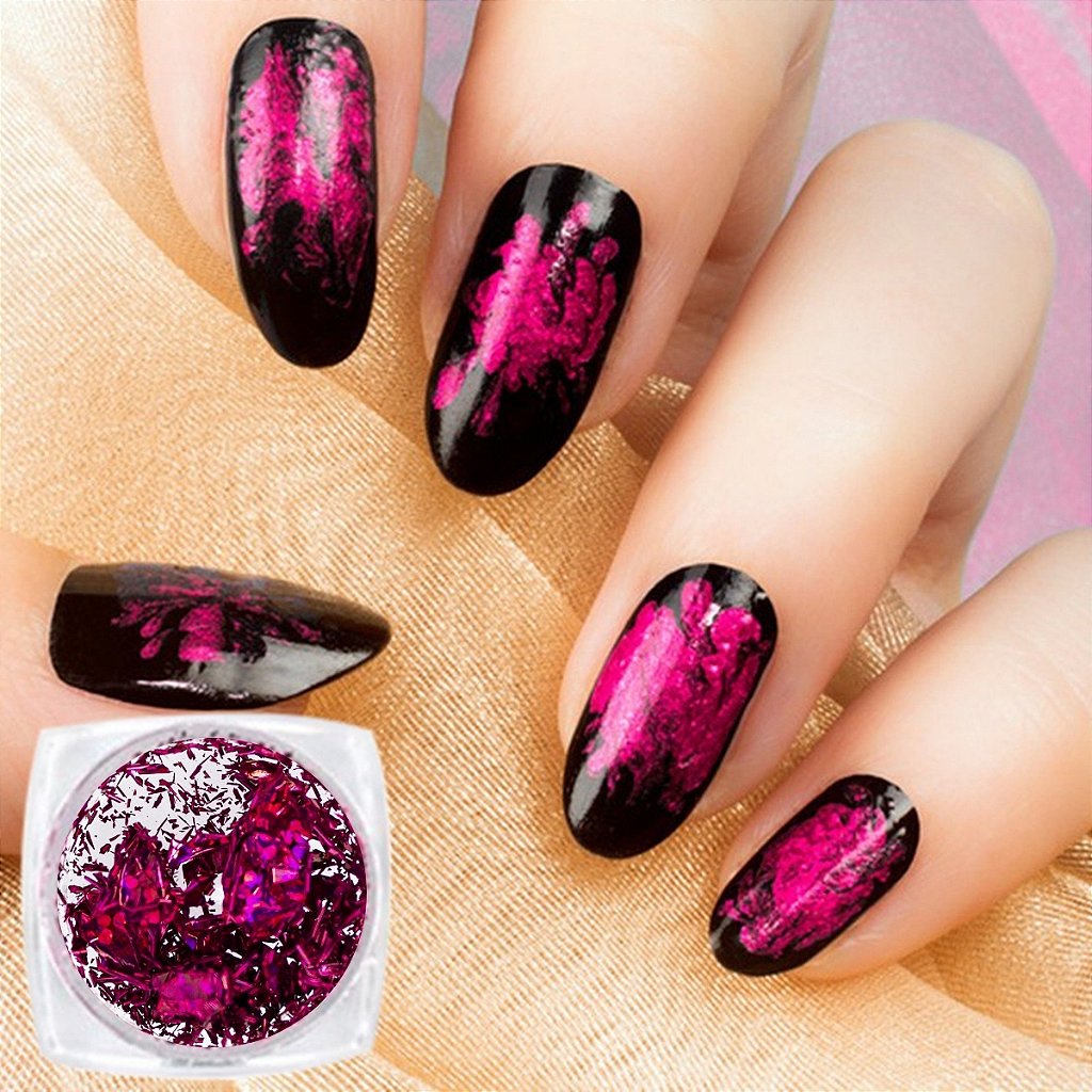 aplicação folha de ouro rosa unha