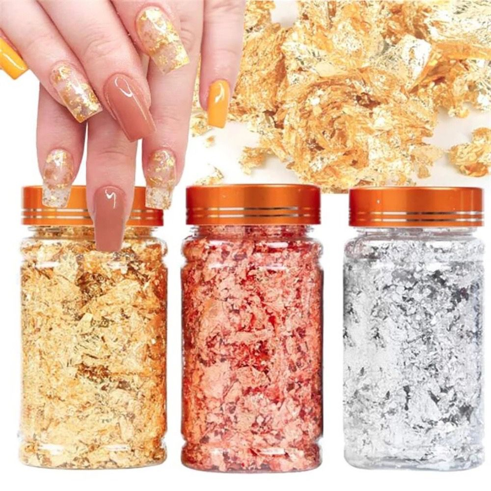 unha marmorizada com folha de ouro rosa