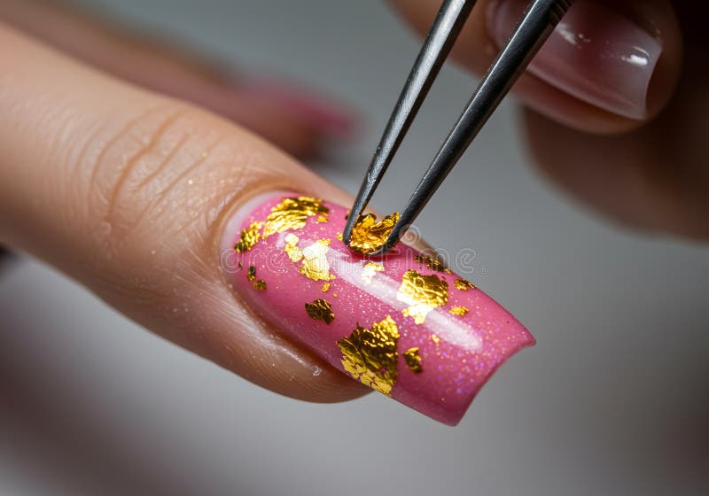 unha decorada ouro rosa