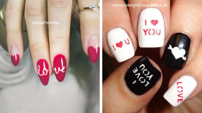ideias de unha com letra do namorado