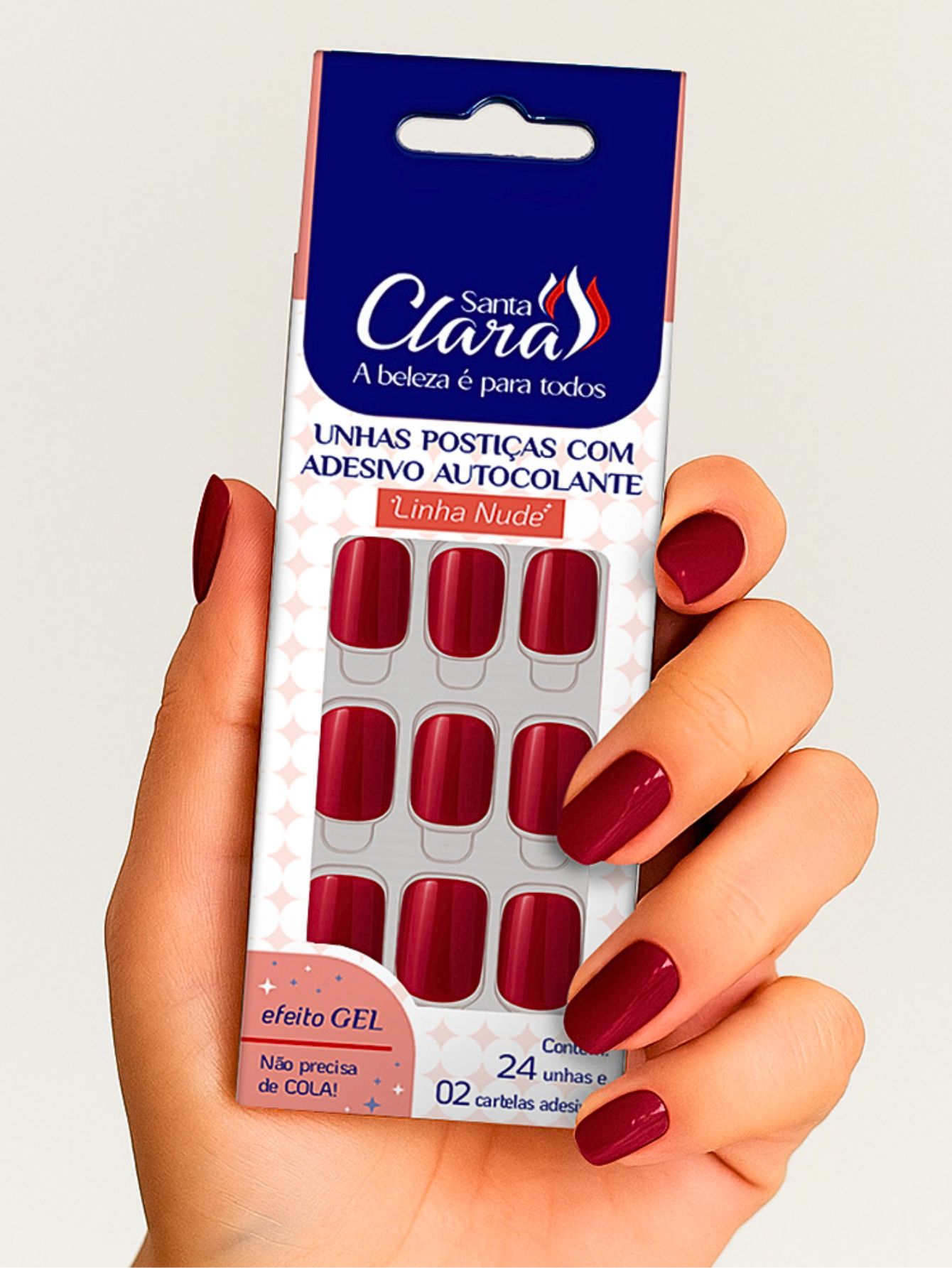 Unhas cor de vinho efeito gel