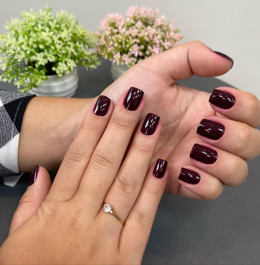 Unhas cor de vinho longas