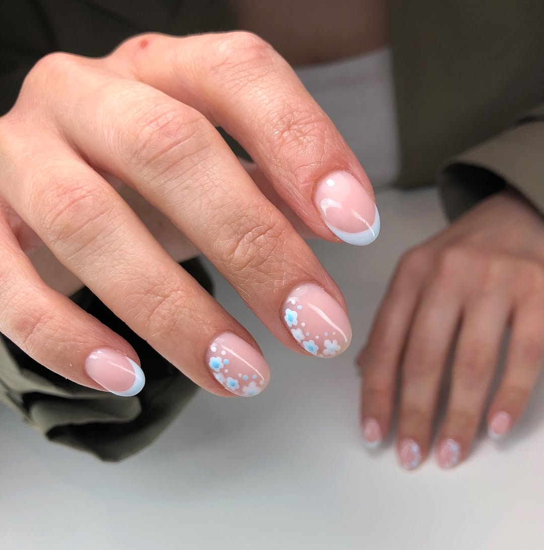 unhas curtas marmorizadas simples