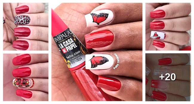 unha da mão vermelha