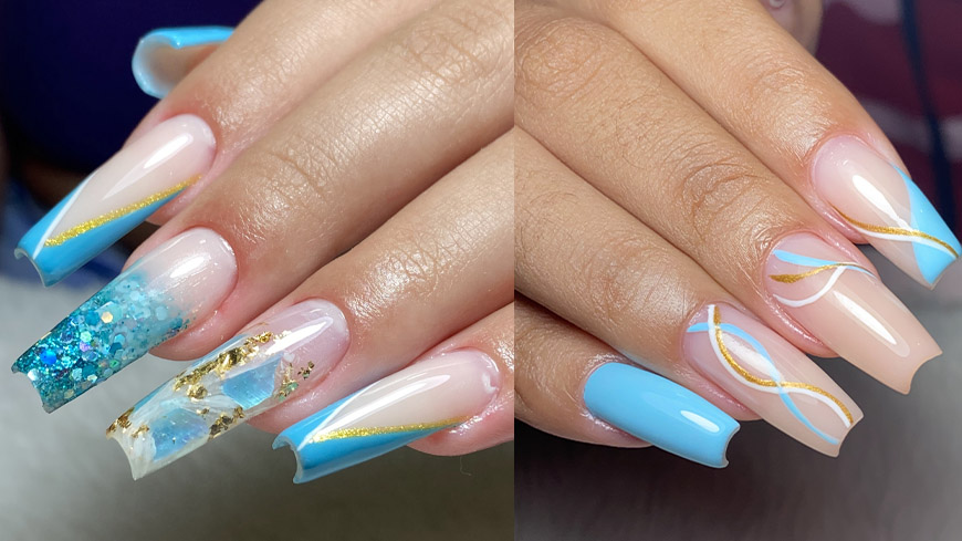 unha de acrigel decorada branca