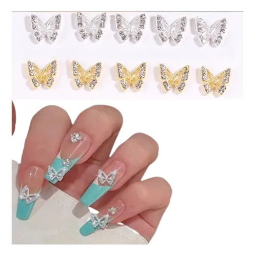 unha decorada borboleta