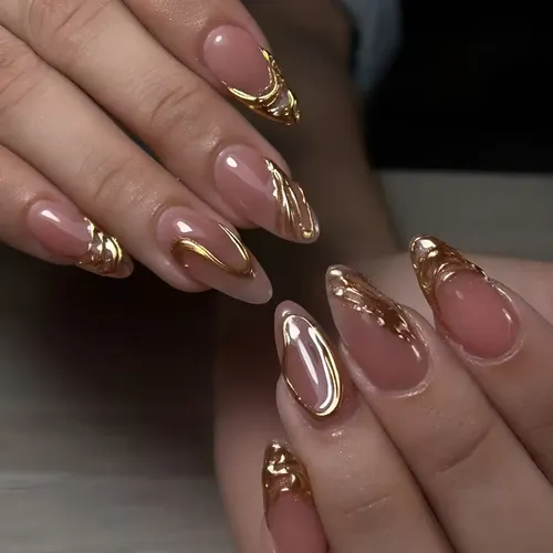 unha de fibra amendoada longa