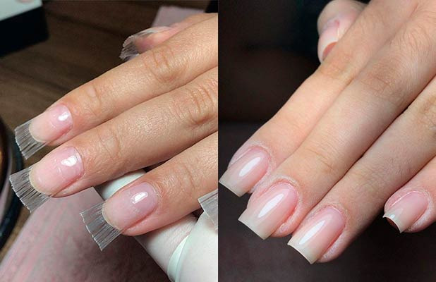 unha de fibra natural com gel