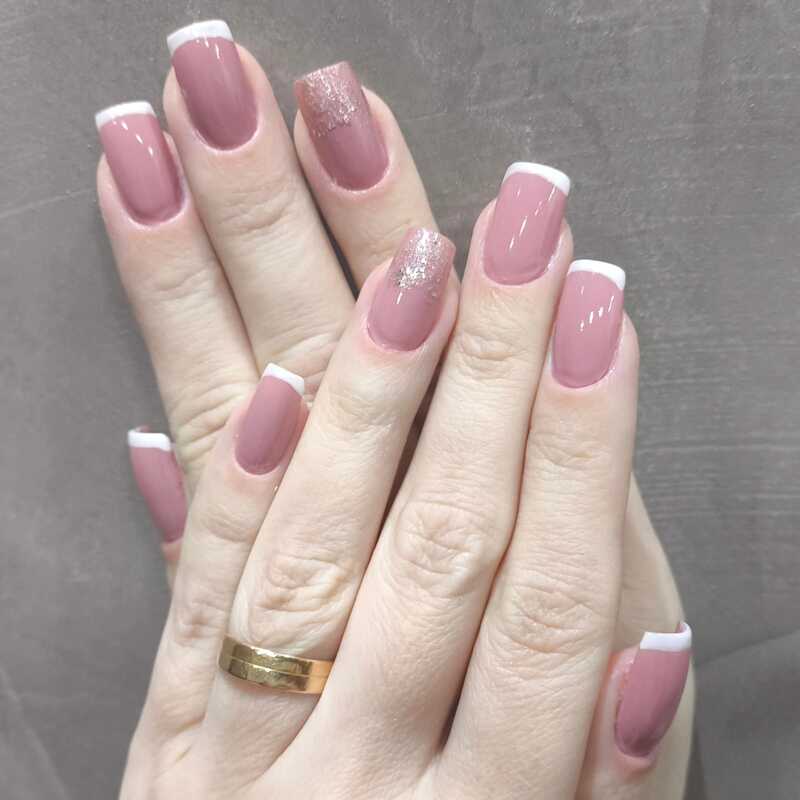 unha de fibra rosa almond