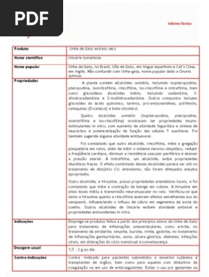 unha de gato dosagem