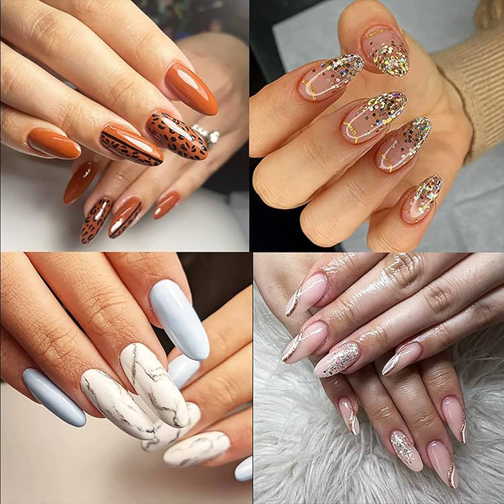 unha de gel arredondada com nail art