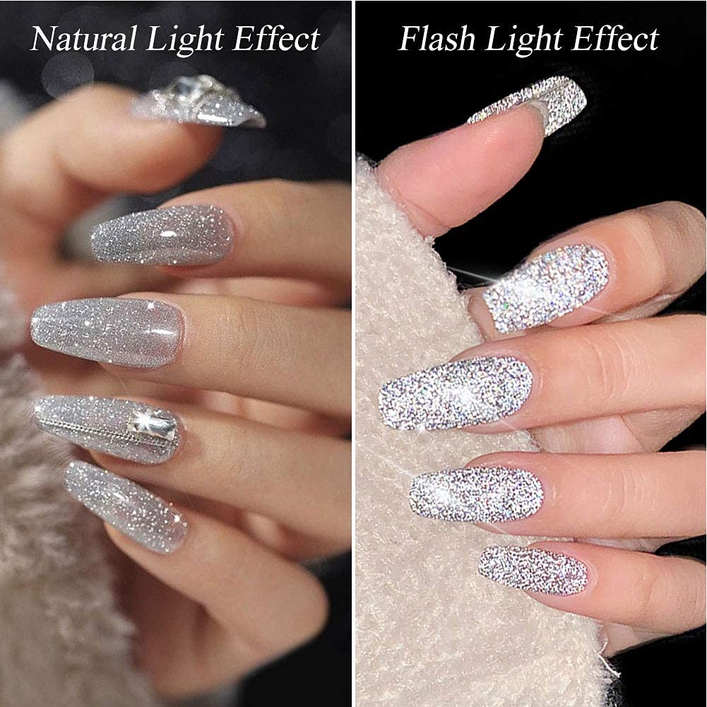 unha de gel com glitter