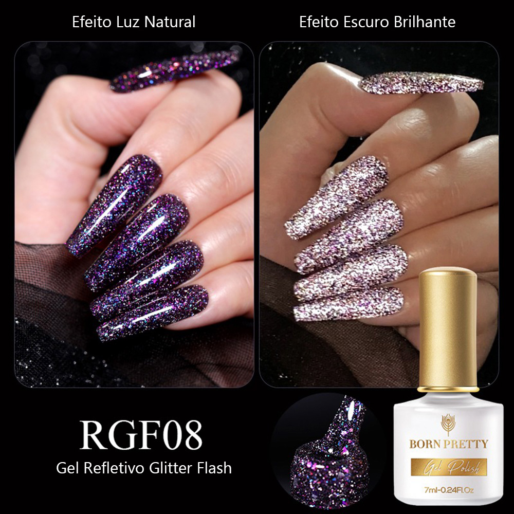unha de gel com glitter