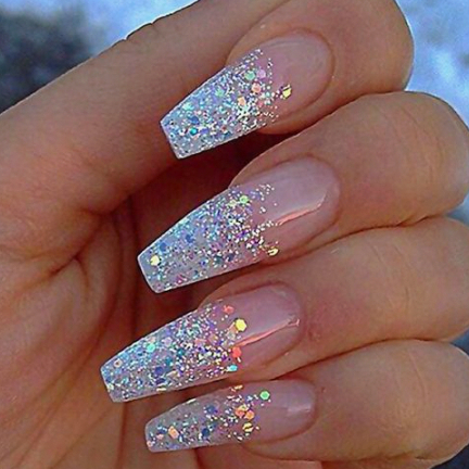 unha de gel com glitter