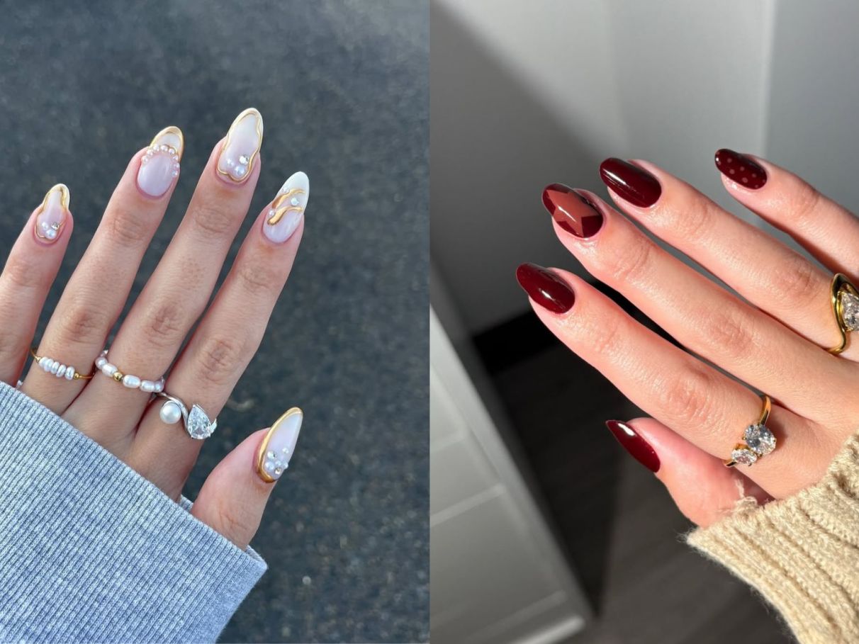 inspiração unha de gel decorada delicada amendoada