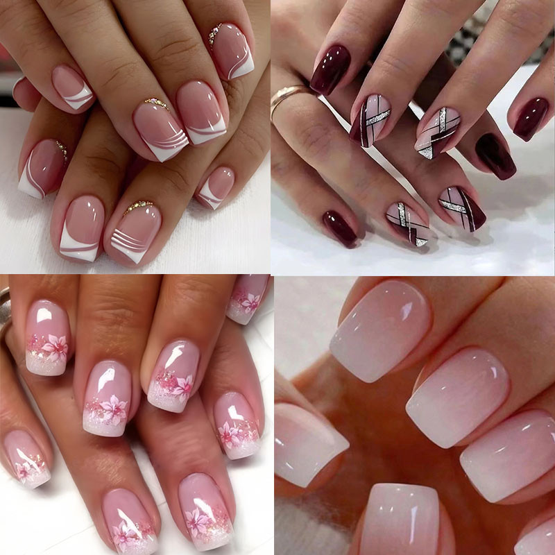 unha de gel decorada delicada quadrada