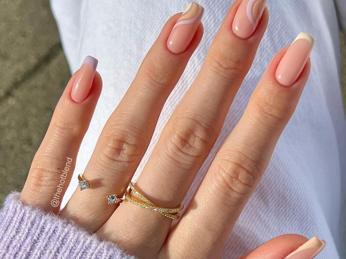 unha de gel decorada delicada quadrada