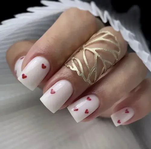 unha de gel quadrada decorada curta