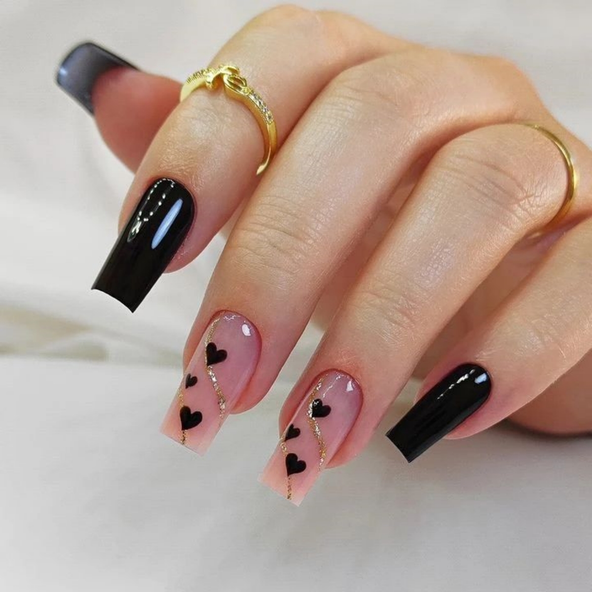 unha de gel quadrada decorada colorida