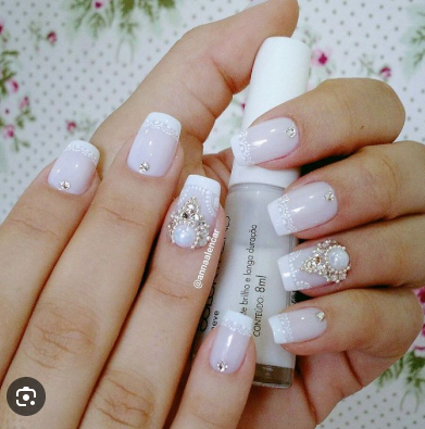 unhas decoradas noiva gel