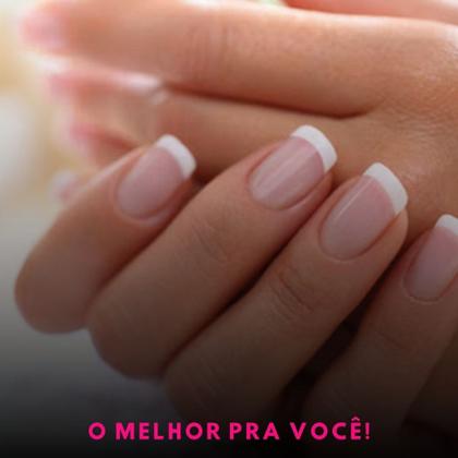 unha de gel quadrada curta micro francesinha