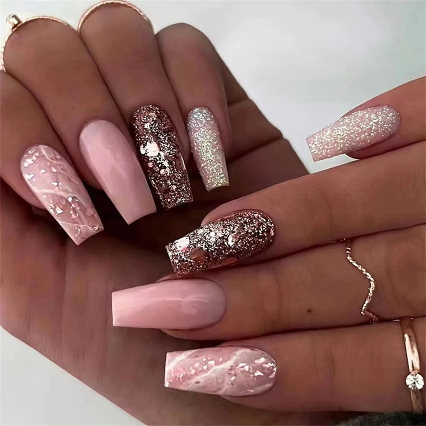 unhas com glitter