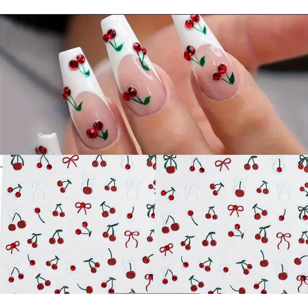unhas francesinha cereja