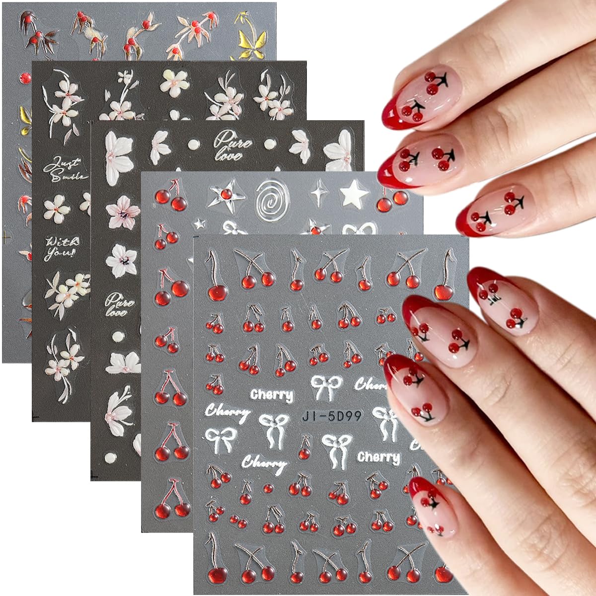 unhas francesinha cereja