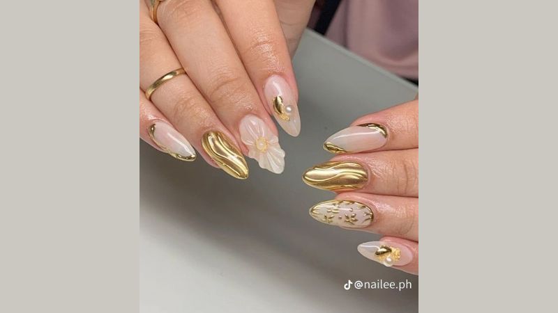 unha dourada para noiva