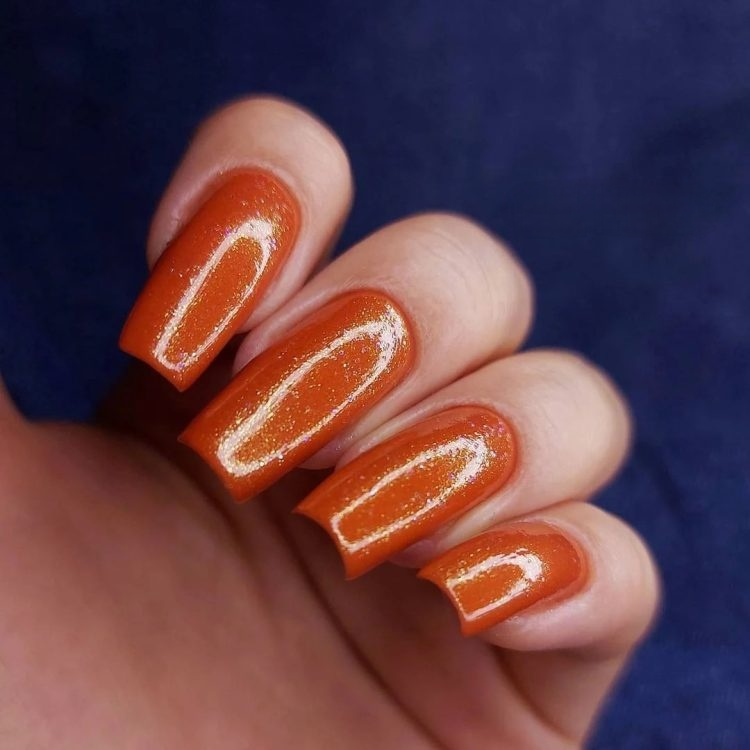 unha decorada laranja longa
