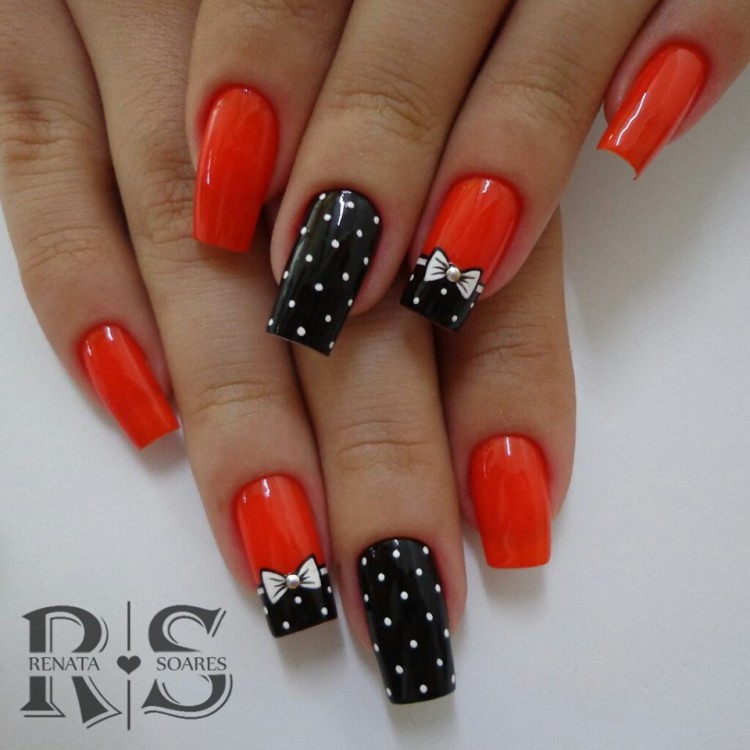 unha decorada laranja amendoada