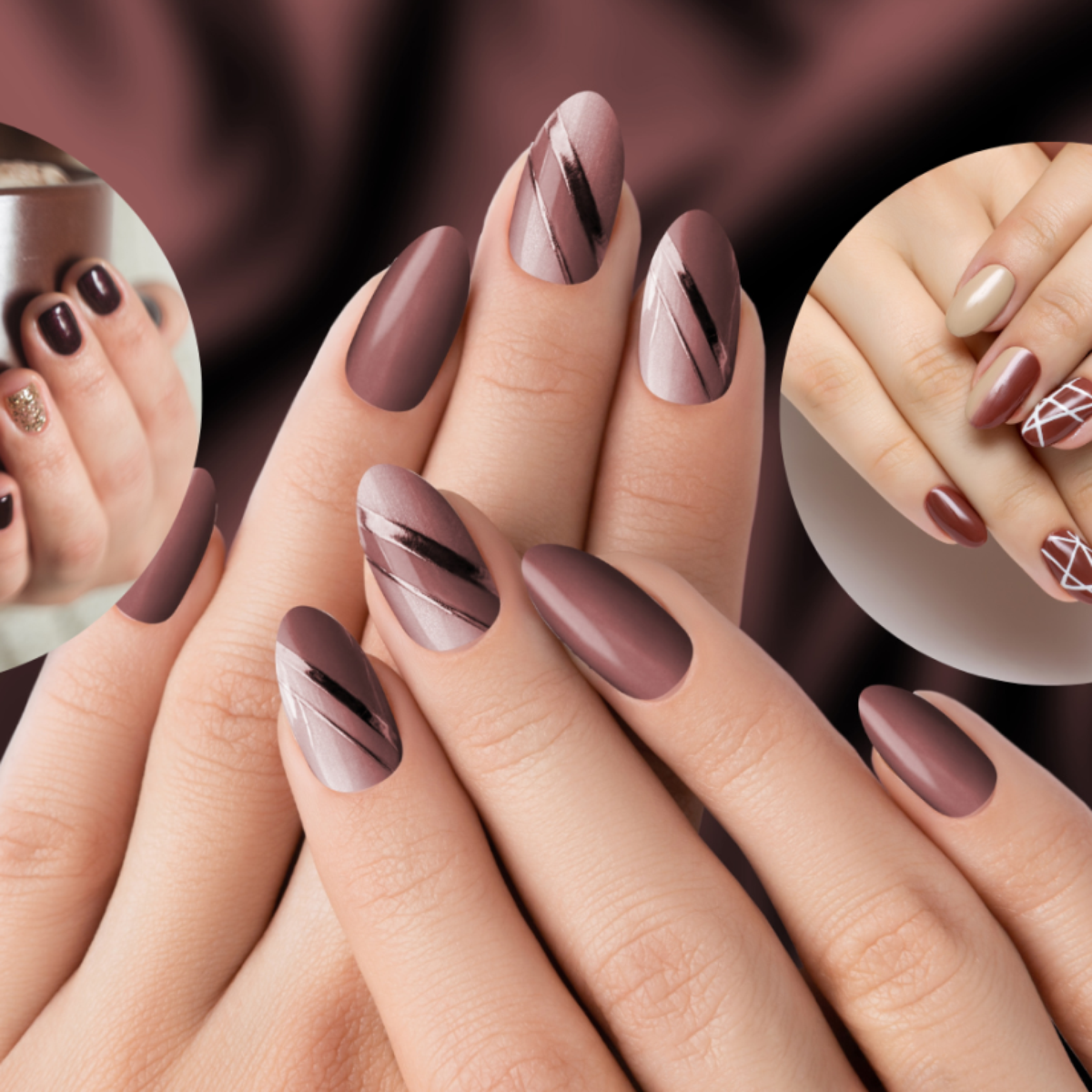 unha decorada marrom