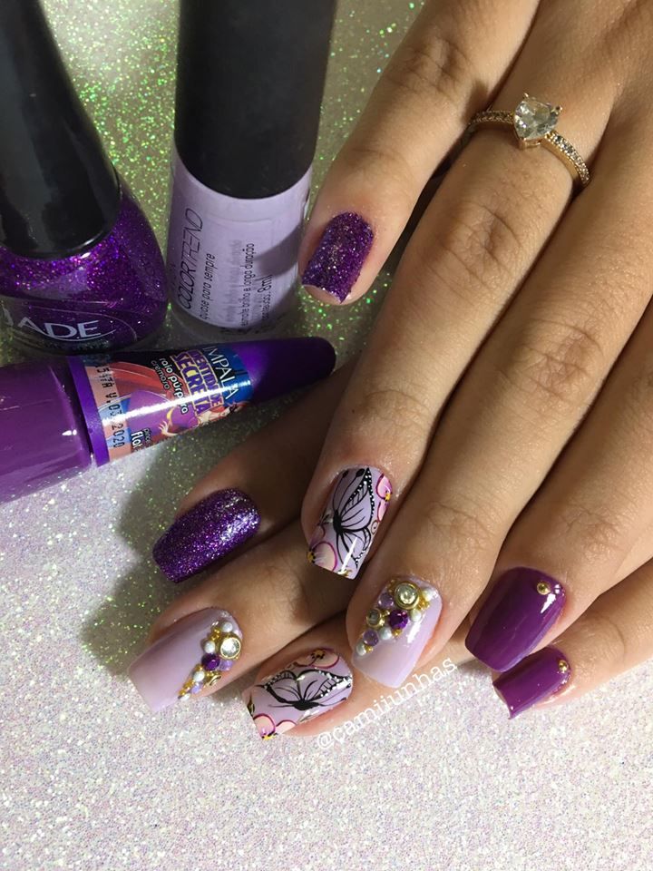 unha decorada roxo moderna