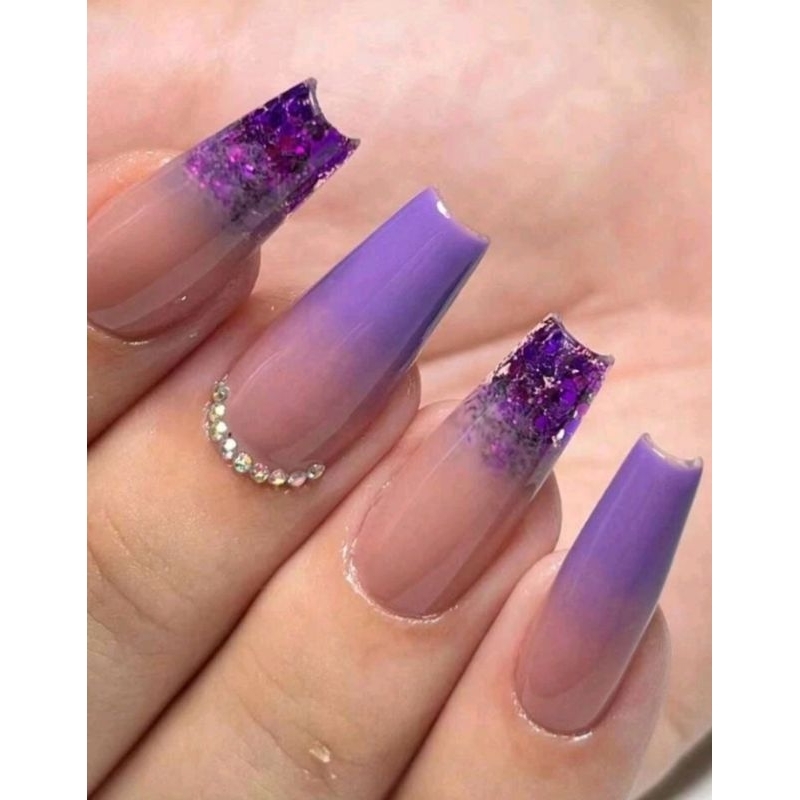 unha decorada roxo longa