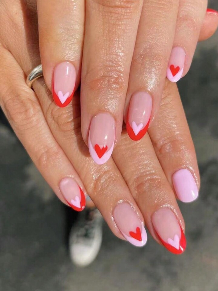 unhas rosa dia dos namorados