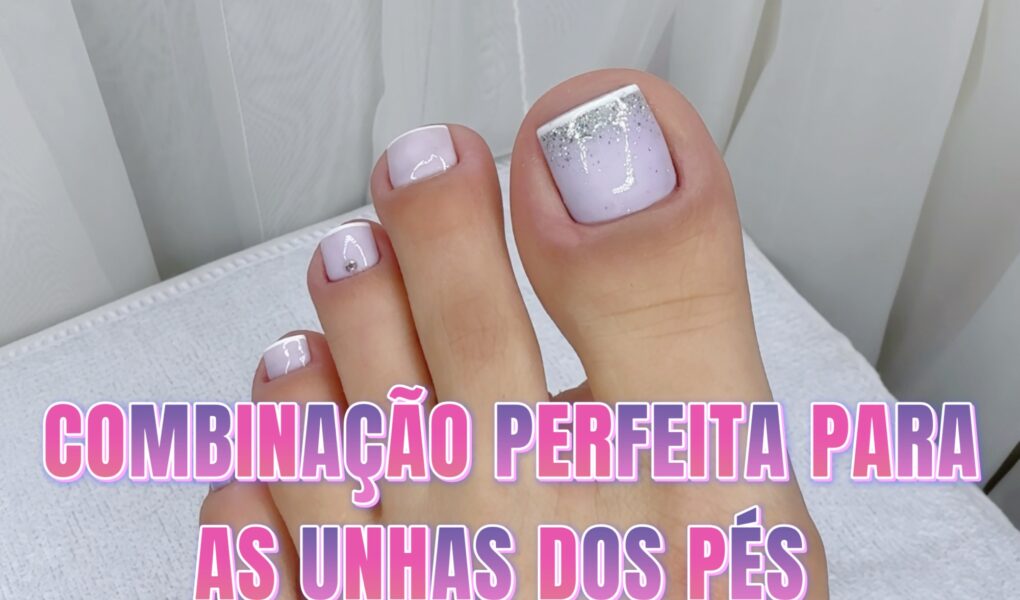unha do pé delicada com glitter