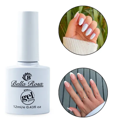 unha em gel branca e rosa