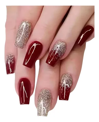 unha em gel decoração vermelha fosca