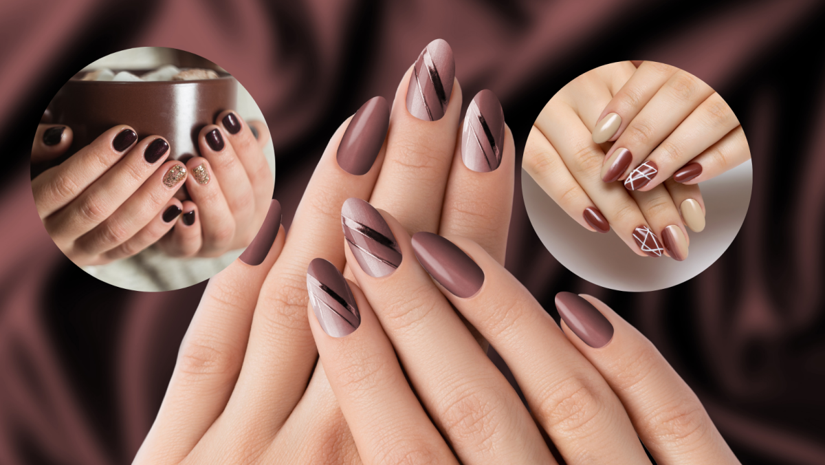 unha em gel decorada marrom